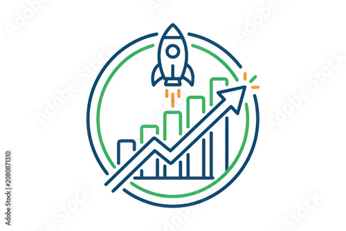 Rocket Launch and Growth Graph Vector