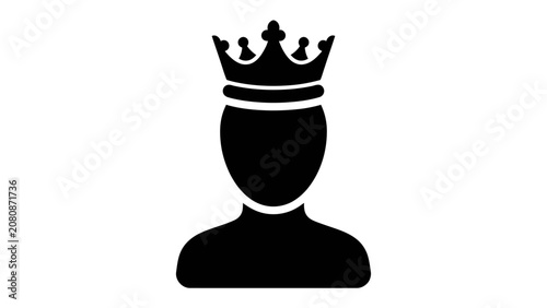 Εκτύπωση καμβά Silhouette of a King: A solitary figure, silhouetted against a plain background, wears a royal crown, symbolizing power and sovereignty