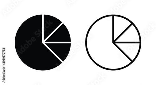 Cuadro en lienzo Two pie charts depicting proportional data rendered as a black silhouette on a w