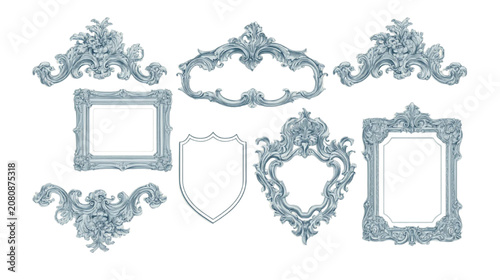 Frames featuring ornate baroque carvings provide a sophisticated decorative element for various artistic projects that require a classic and timeless aesthetic appearance for professional graphic.