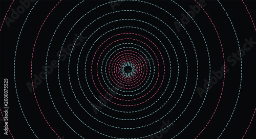 Fotografia Neon concentric dotted circles background