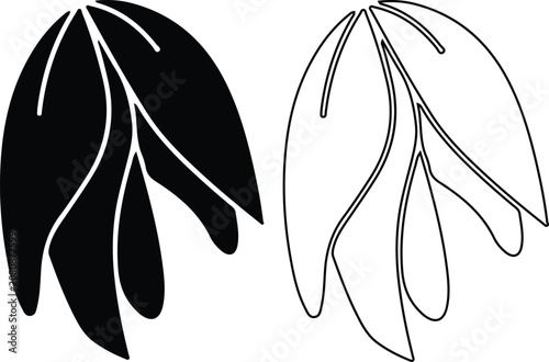 Soybean pod outline and solid fill vector illustration against white background for agriculture