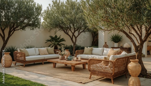 Cozy Outdoor Living Space With Comfortable Seating and Greenery
