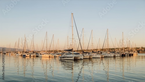 Yachts Docked at the Marina During Golden Hour With Calm Water and Soft Light