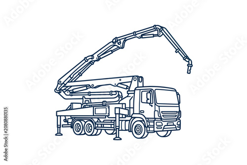 Concrete Pump Truck Vector Illustration