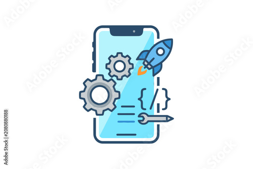 Mobile App Development Vector Illustration