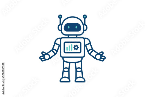 Friendly Robot Character Vector Illustration