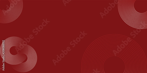 Modern red background with glowing curve lines. Modern shiny red gradient geometric circle lines pattern abstract simple vector art
