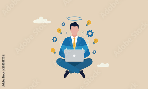 Foto Business guru or, consultant, smart thinking to solve problem concept, genius bu