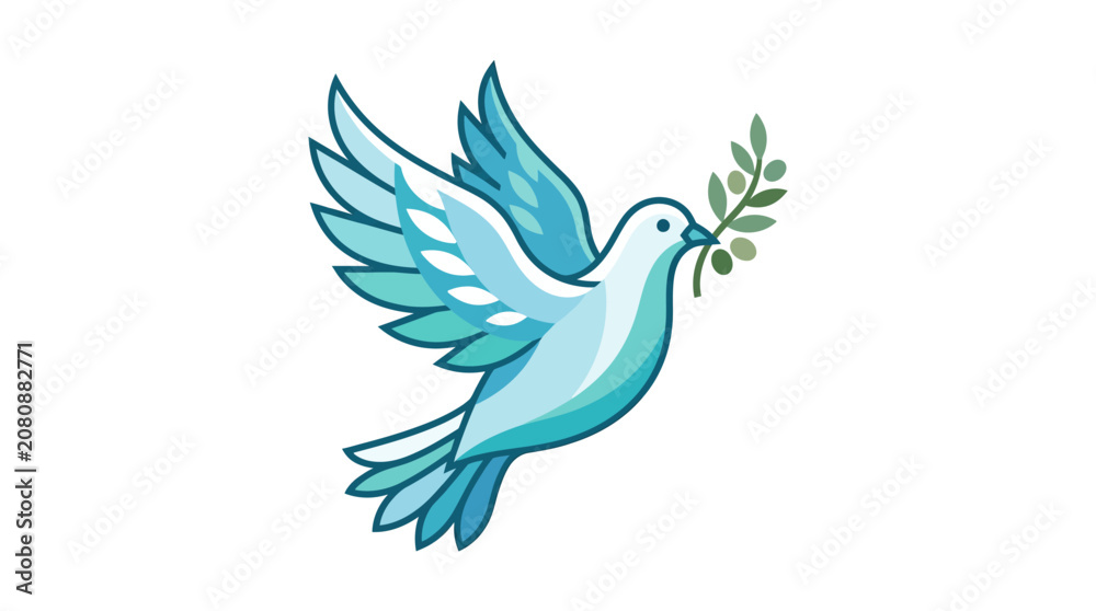 Fototapeta premium White Dove Bird Flying Illustration in Hand Drawn Flat Vector Style for Peace and Freedom Concept