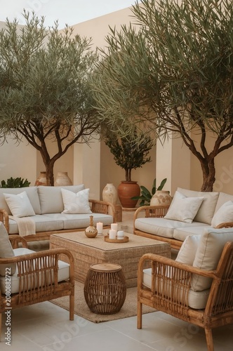 Outdoor Seating Area With Comfortable Furniture and Plants During Daylight Hours
