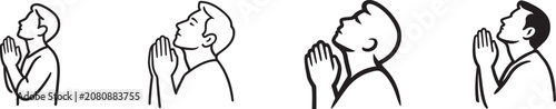 Photography Gradient outline icons of man praying and looking to heaven