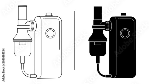Bild auf Leinwand Vape Pen Illustration: A clean line art and silhouette illustration of a compact vape pen device, showcasing its minimalist design and components