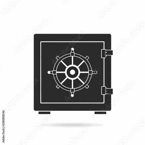 Black safe with combination lock.