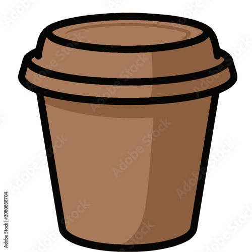 Brown disposable coffee cup illustration.