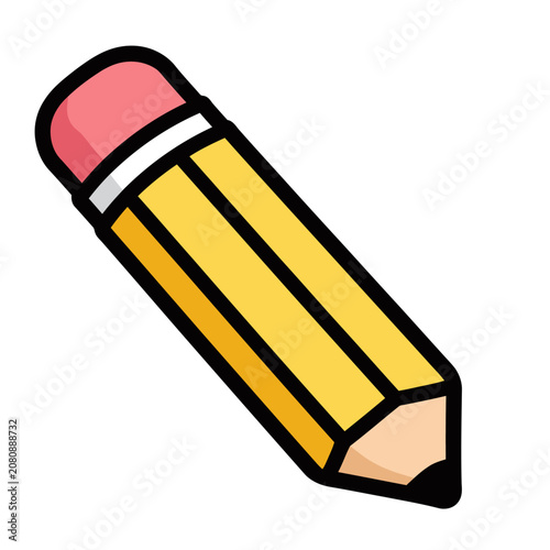 A colorful cartoon yellow pencil.