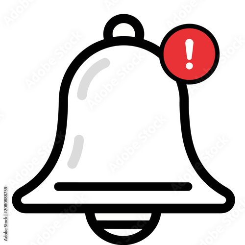 Notification bell icon with alert.