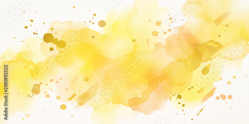 Fotografie Abstract orange and yellow watercolor paint splash background with grunge textur