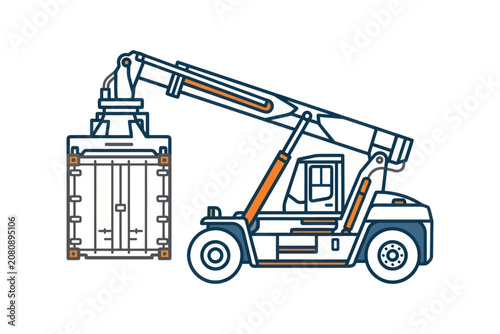 Reach Stacker Shipping Container Vector Illustration