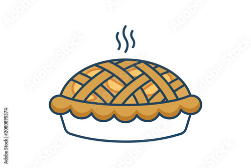 Steaming Lattice Crust Pie Vector Illustration