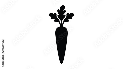 Foto Black Carrot Silhouette Against White Background Simple Vegetable Shape