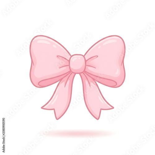 Cute pink bow illustration isolated on white background