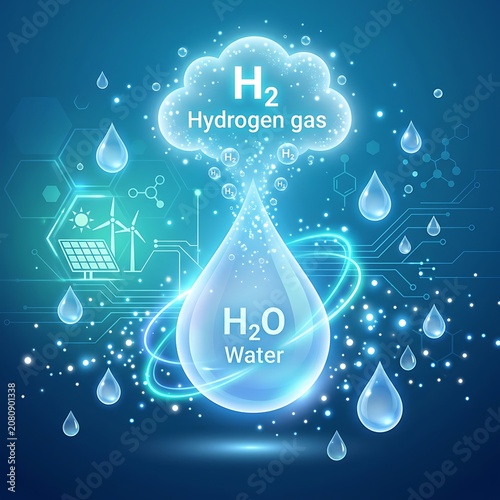 Green hydrogen production concept with renewable energy and water electrolysis