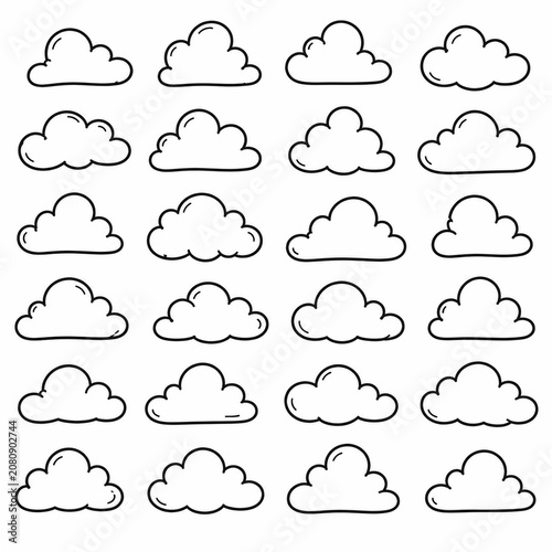 Set of simple outline cloud icons for design