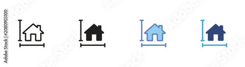 Foto House measurement icon set, Property dimension symbols, Home sizing vector icons