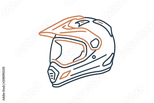 Motocross Helmet Outline Vector Illustration