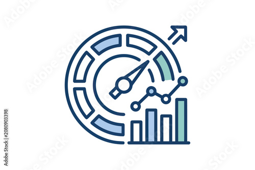 Performance Speedometer and Growth Chart Icon