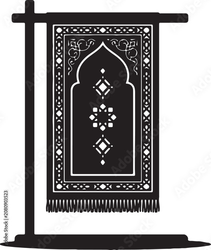 Islamic Prayer Mat Silhouette On Hanging Stand
