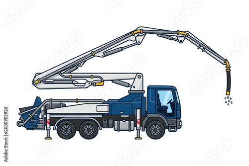 Concrete Pump Truck Vector Illustration
