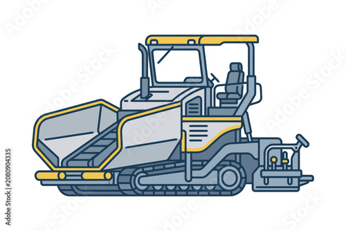 Asphalt Paver Construction Vehicle Vector Illustration