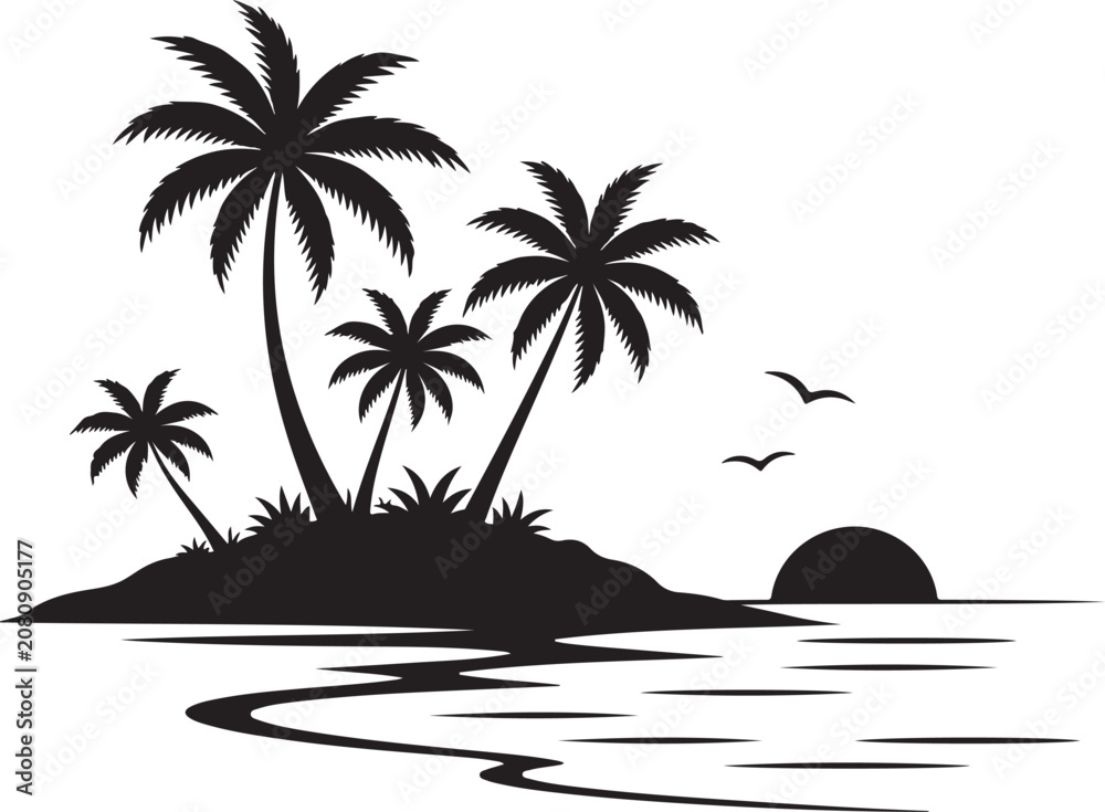 Fototapeta premium Premium Tropical Ocean Lifestyle Silhouette Collection