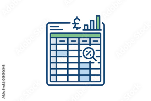Financial Spreadsheet Data Analysis Icon