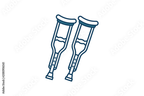 Medical Underarm Crutches Vector Illustration