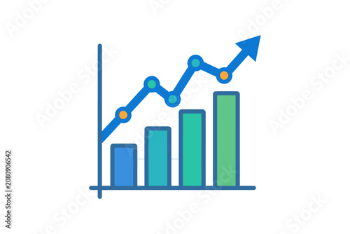 Business Growth Bar Chart Vector Illustration
