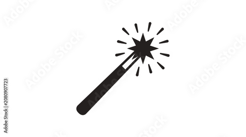 Sparkler With Lit Tip Black Silhouette firework