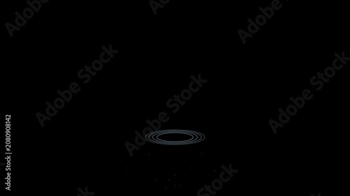 Glowing orb falling with blue ripple and particle animation on black.