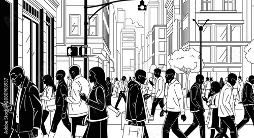 Фотография people walking in the city