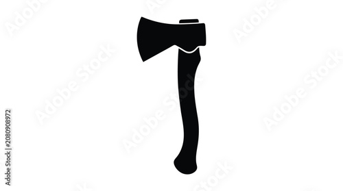 Axe Silhouette Against White Background Simple Black Shape