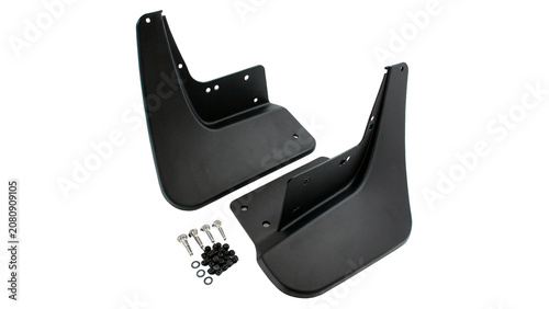 Принти на полотні Pair of black plastic car mudguards flaps isolated on a transparent background
