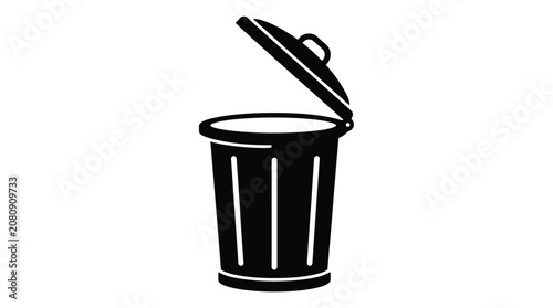 Trash can silhouette against a white background silhouette