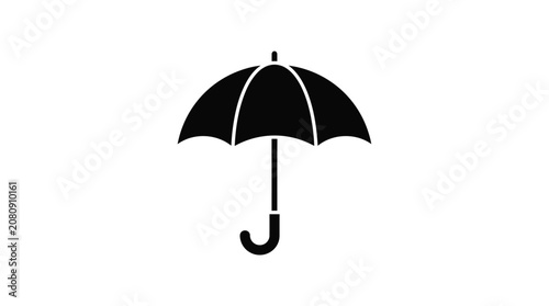 Closed umbrella silhouette on a white background