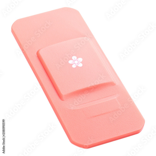 Elegant pink color wound dressing adhesive plaster tape with soft central protective cushion embossed with sakura blossom icon girls health hygiene product