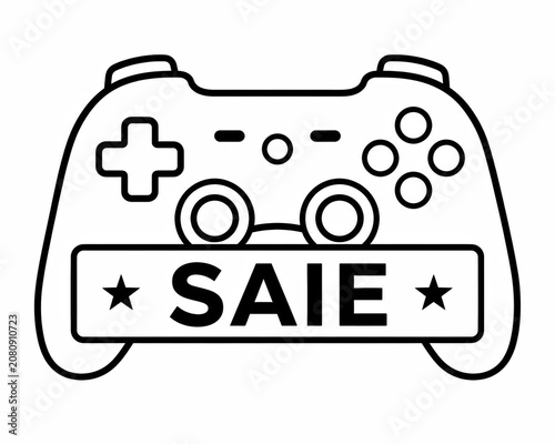 Gamepad video game controller icon with saie text