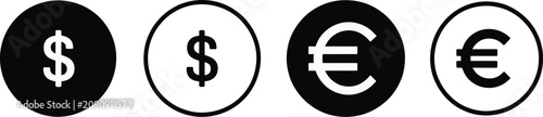 Currency coin, International currency coin icon set, gold money symbols, editable vector icons for foreign exchange, financial services, commerce, and digital transactions.