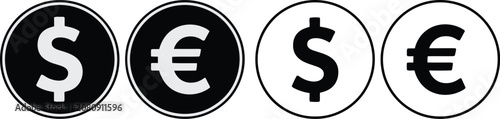 International, currency coin icon set, gold forex currency symbols, editable vector icons for banking, accounting, investment, business, and payment systems.