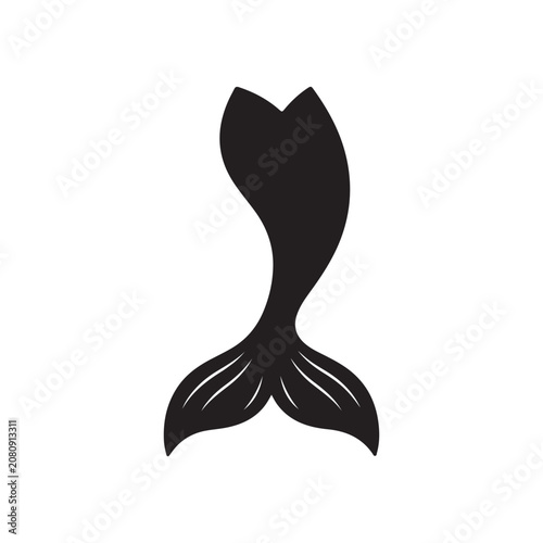 Black mermaid tail silhouette vector flat illustration design.Adobe Illustrator Artwork